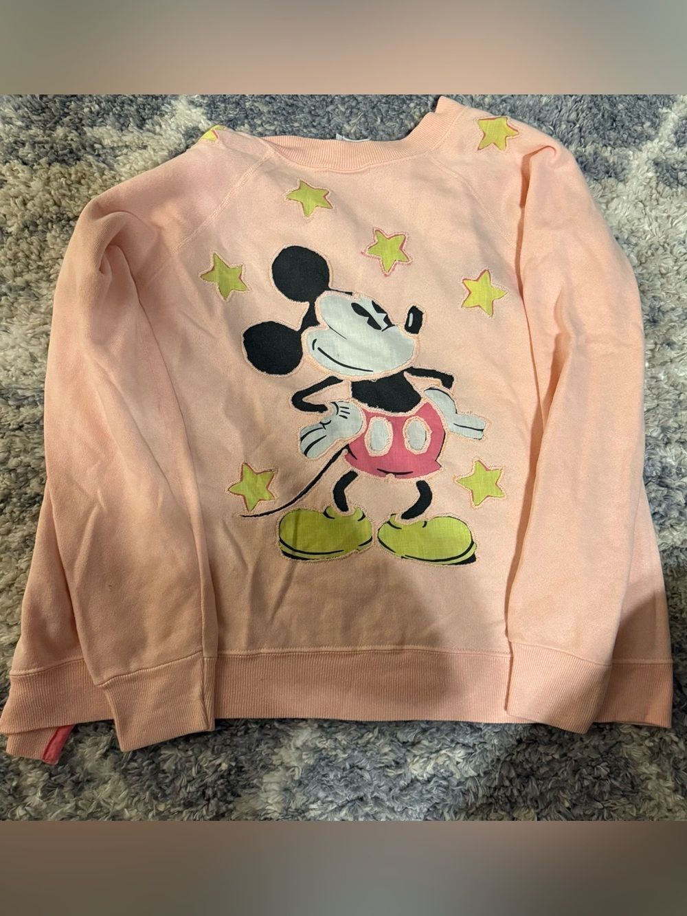 Vintage Mickey Mouse Cardigan Womens M Pink Applique Lane Her Way USA